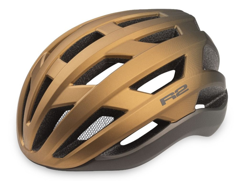 Cyklistická helma R2 ATH35K VERGE – metalická zlatá